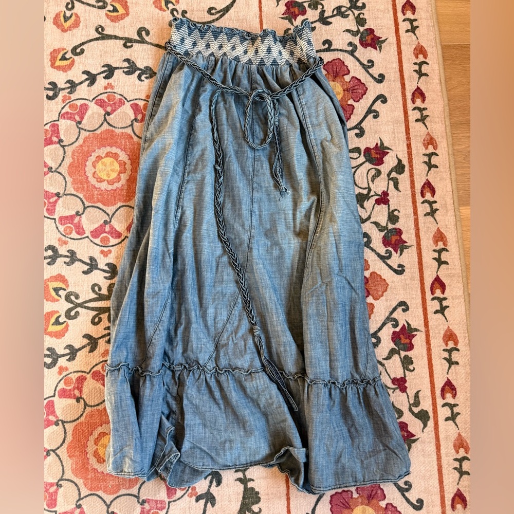 Chip & Pepper Chambray Maxi Skirt with Braided Detail